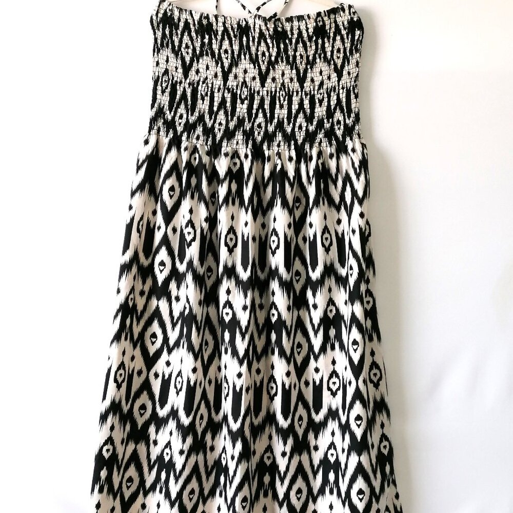 Gypsie Blu Womens Blue White Halter Neck South Western Print Maxi Dress Size 3X
